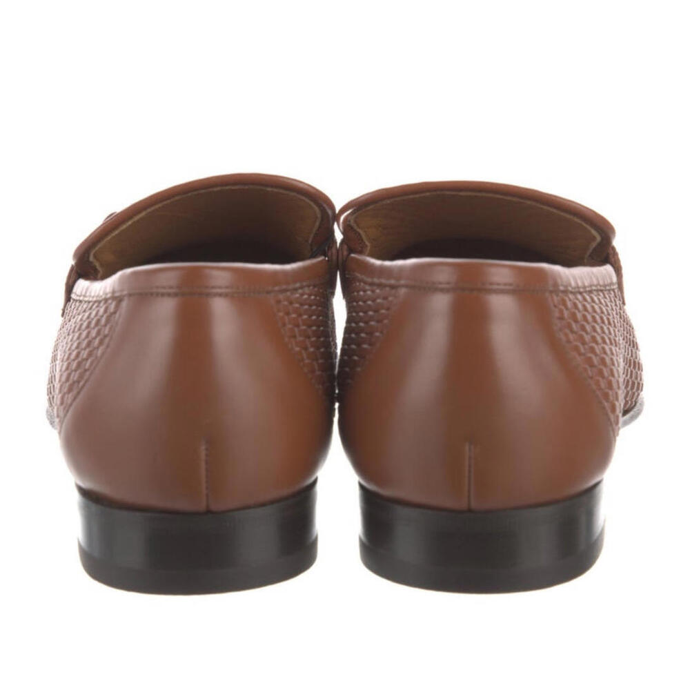 NWT Men's Brown Woven Leather Loafers with Gold Tone Bit Detail US 11 - Picture 4 of 6
